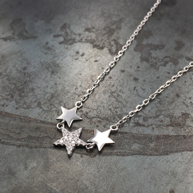 collana forzatina con stelle centrali a pavè