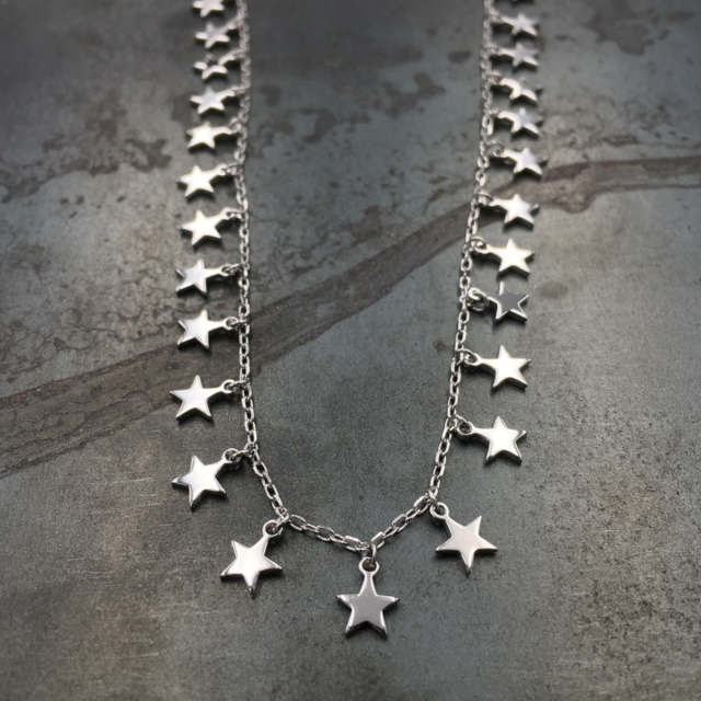collana forzatina in argento 925‰ con stelle pendenti