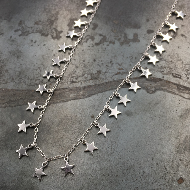 collana forzatina in argento 925‰ con stelle pendenti
