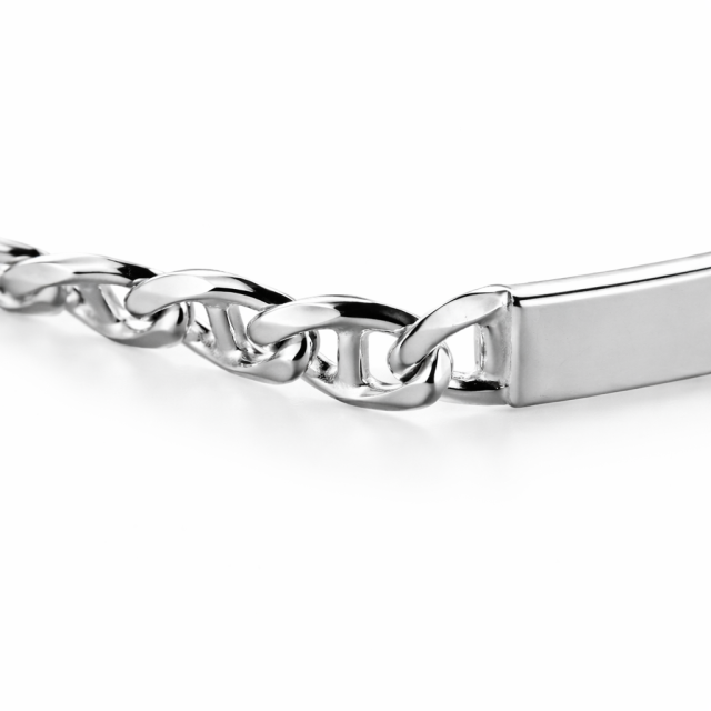 Bracciale in argento 925 maglia traversino con targa personalizzabile