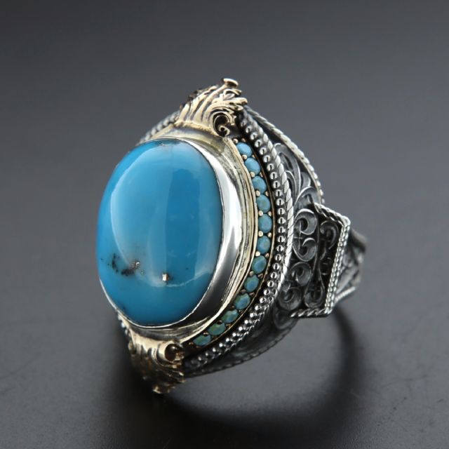 Anello argento 925‰ con turkese naturale 