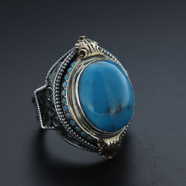 Anello argento 925‰ con turkese naturale 