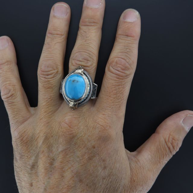 Anello argento 925‰ con turkese naturale 