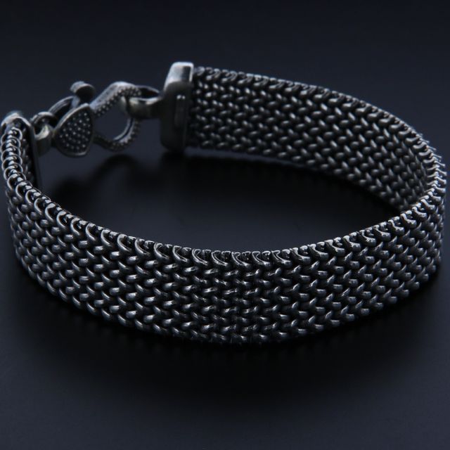 Bracciale argento maglia text