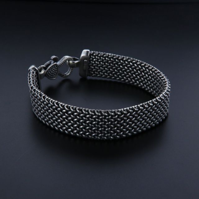 Bracciale argento maglia text