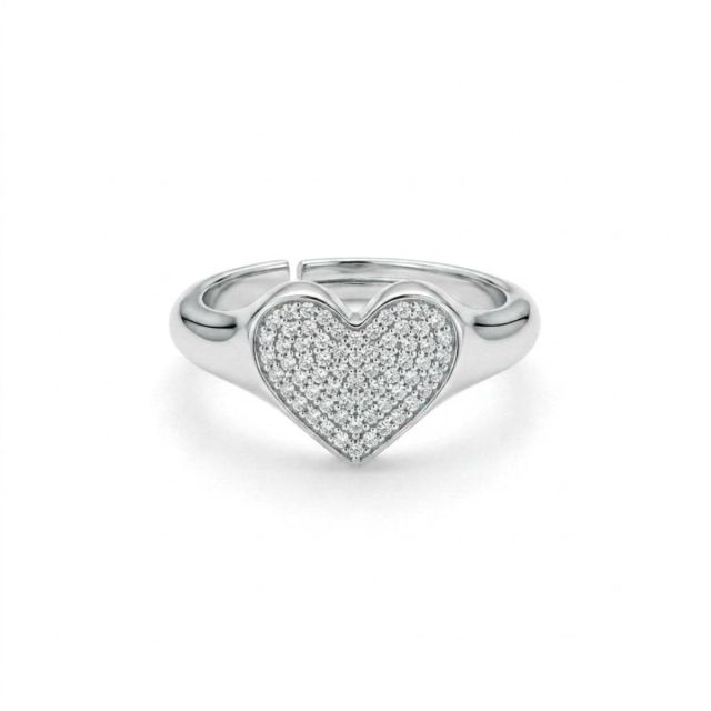 Anello Cuore Pavé Argento 925 con Zirconi Anallergico