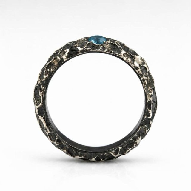 ANELLO SOLID CON TOPAZIO AZZURRO NATURALE