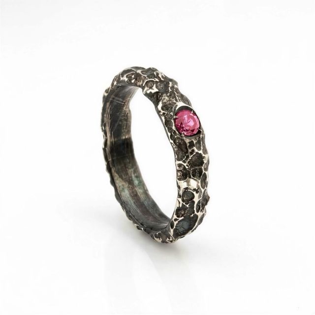 ANELLO SOLID CON TORMALINA ROSA NATURALE