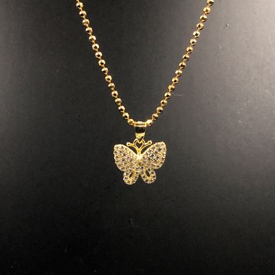 Ciondolo farfalla in argento 925% dorato con pavè di zirconi 